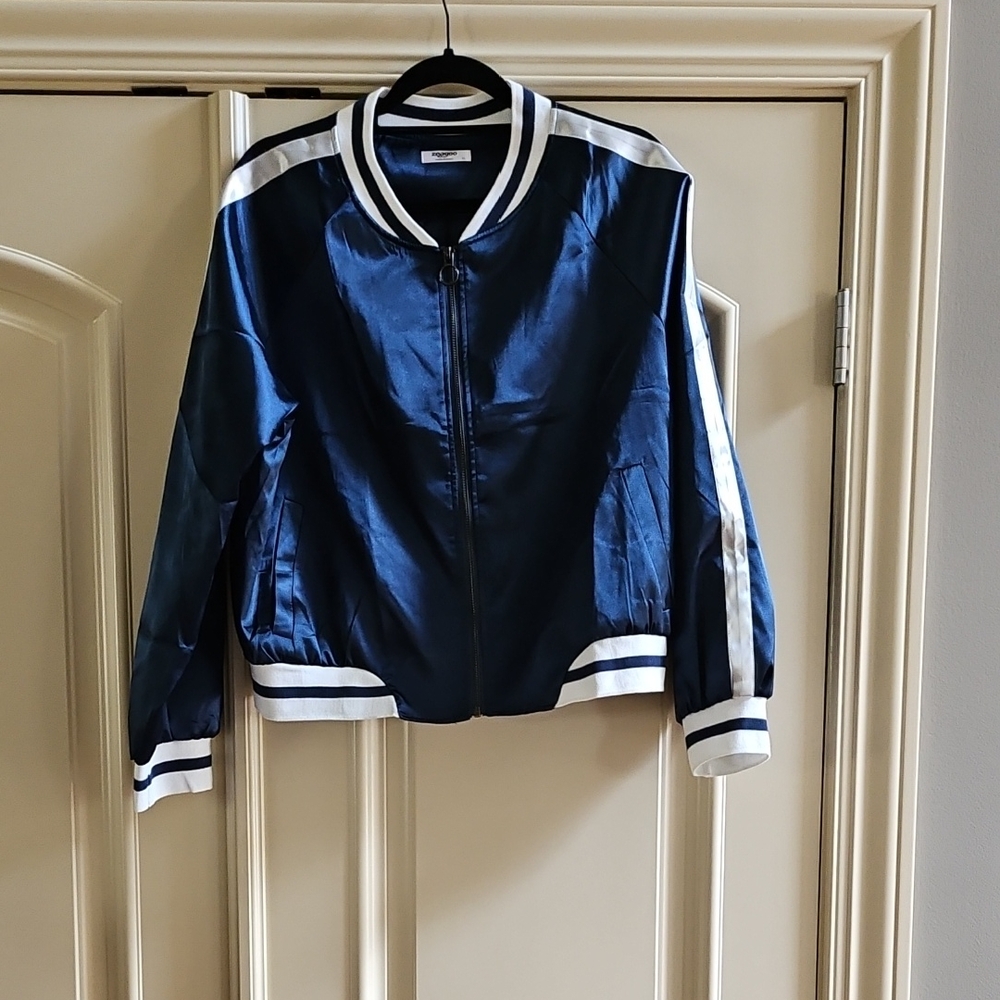 Blue White Letterman Bomber Jacket Xl